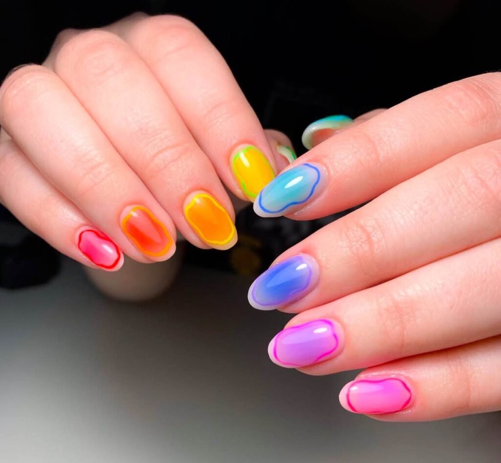 gel rainbow nail designs