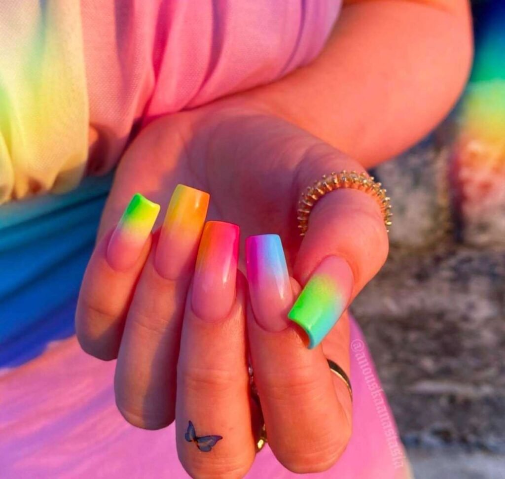 ombre rainbow nails
