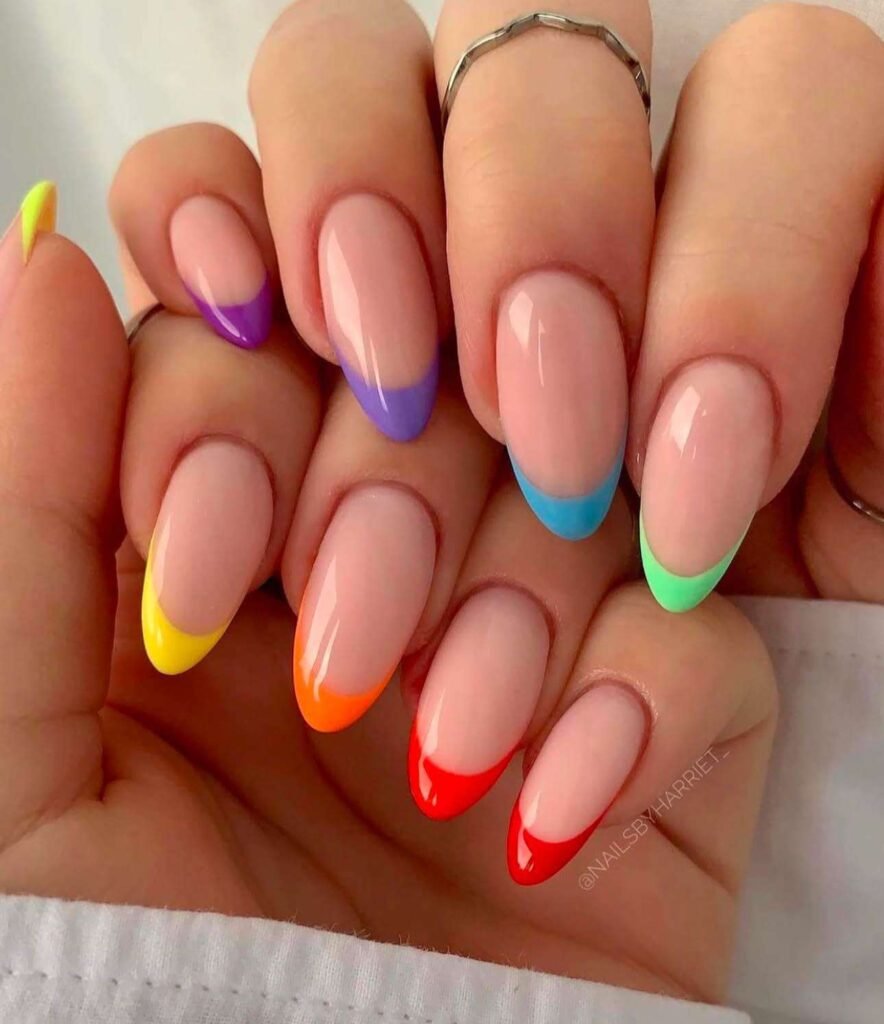 rainbow french tip nails