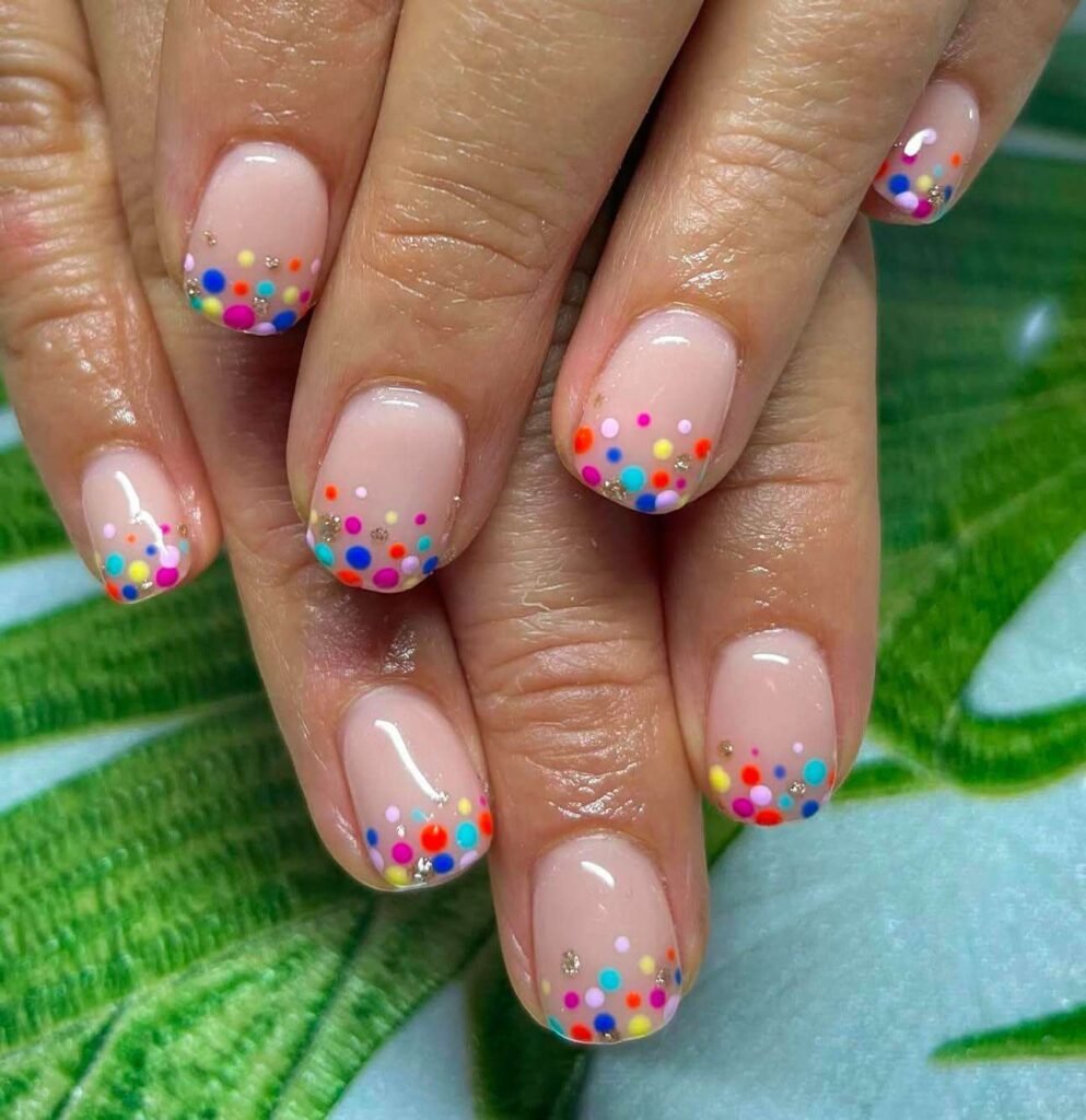 polka dot rainbow nail designs