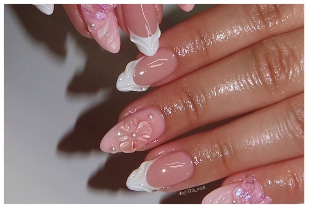 clear flower nail designs