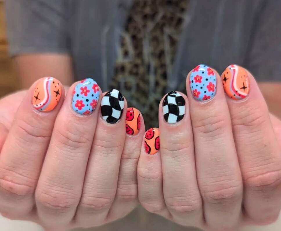 checkered overlay nail designs