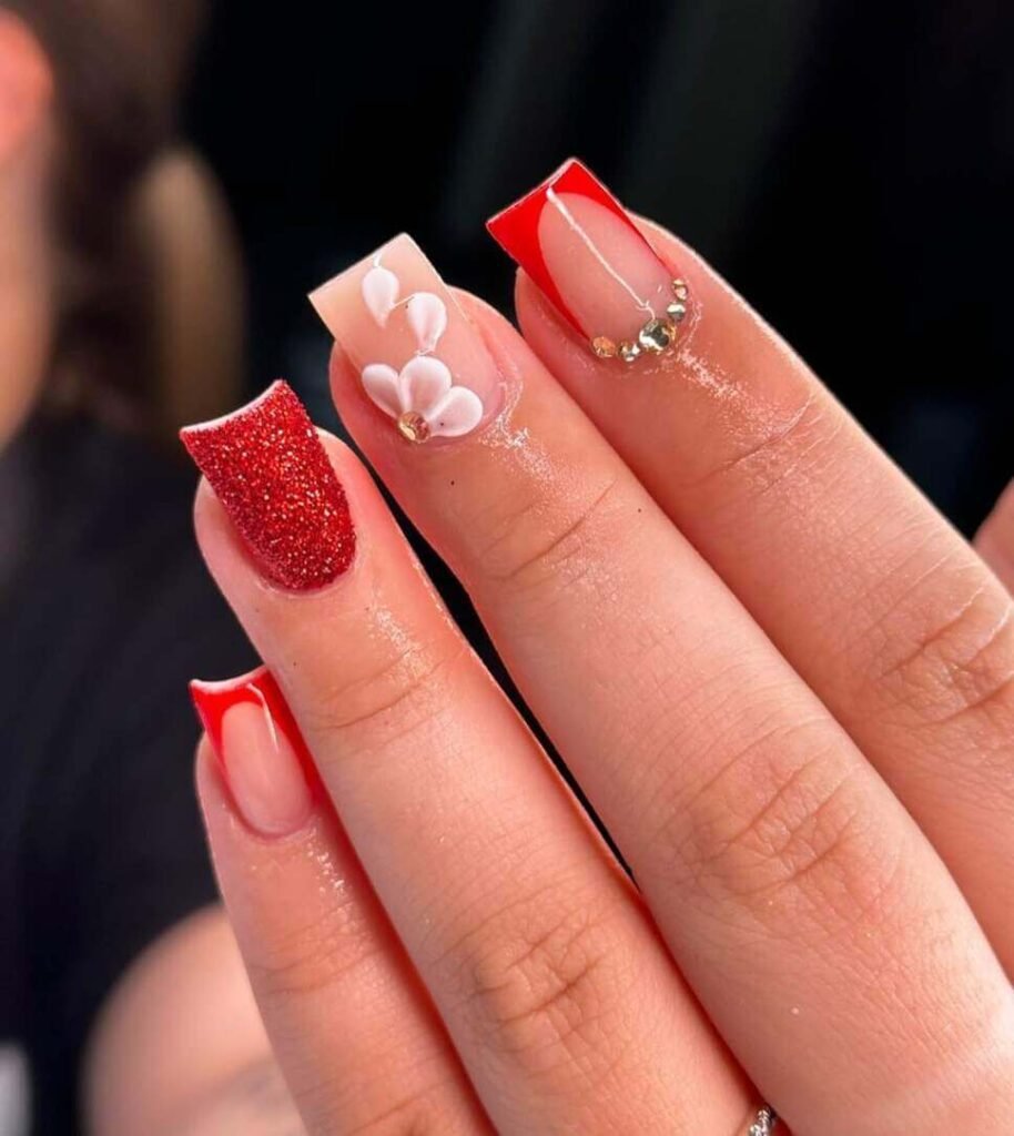 red overlay nails