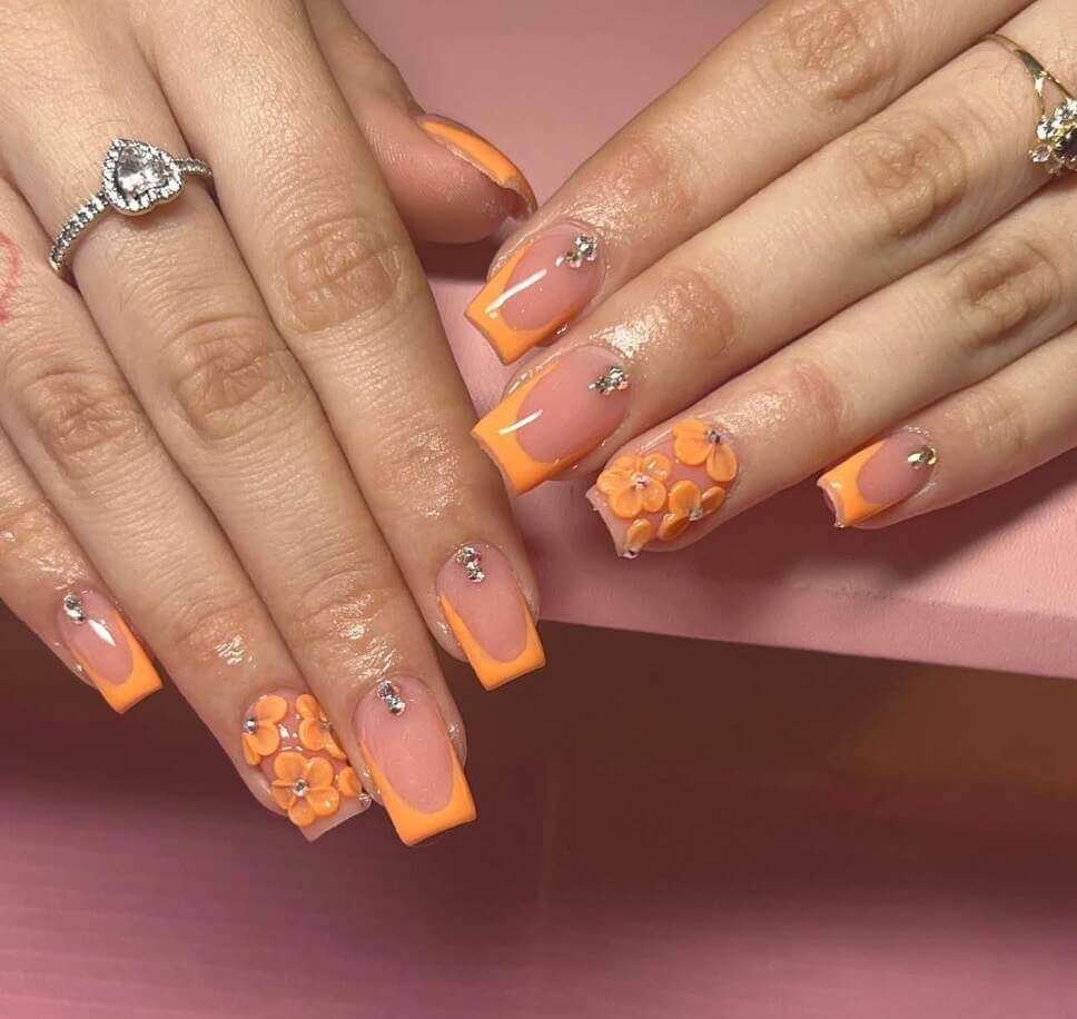 orange overlay nails