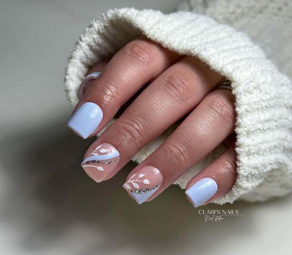 blue overlay nails