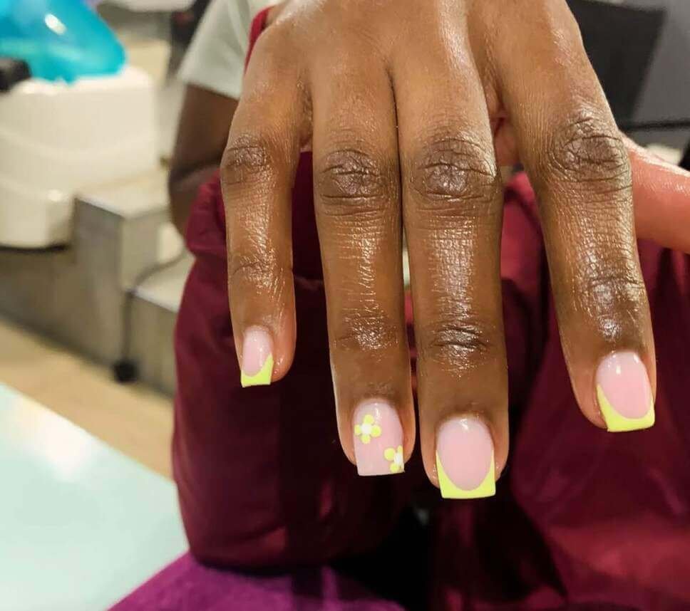 yellow overlay nails