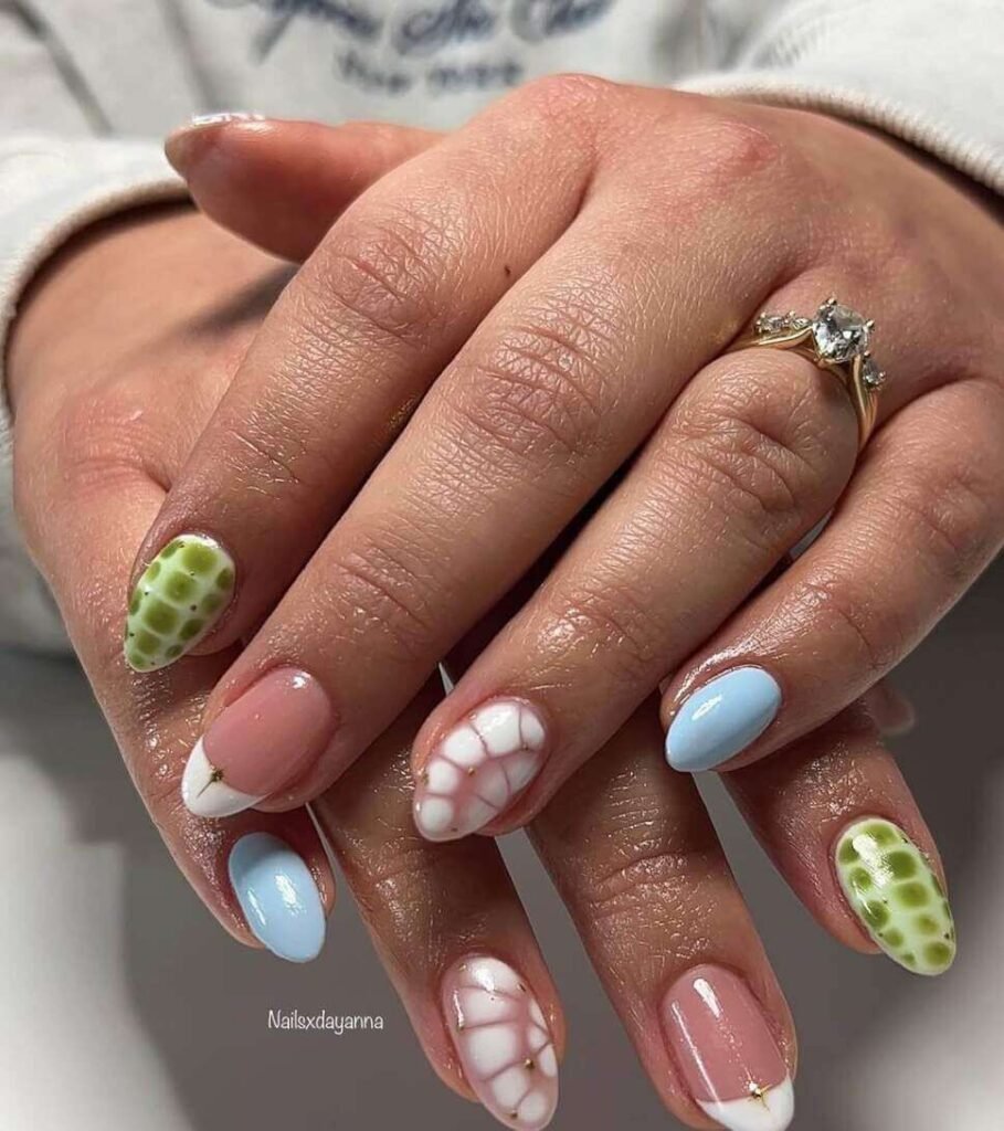 almond overlay nails
