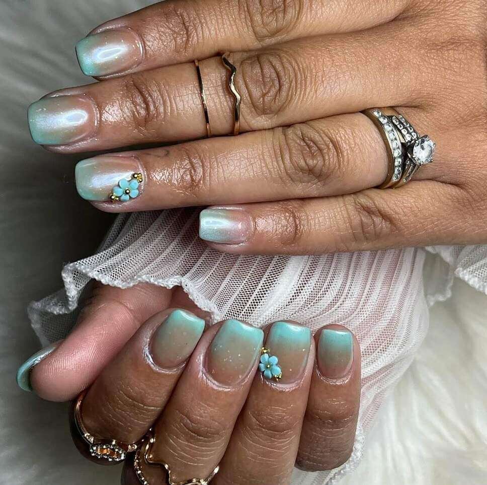 blue overlay nails