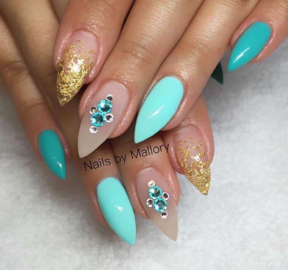 stilleto tiffany blue nail designs