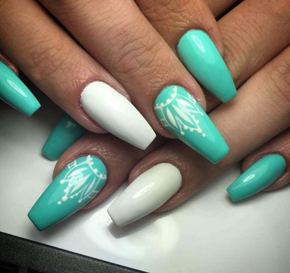 long tiffany blue nails