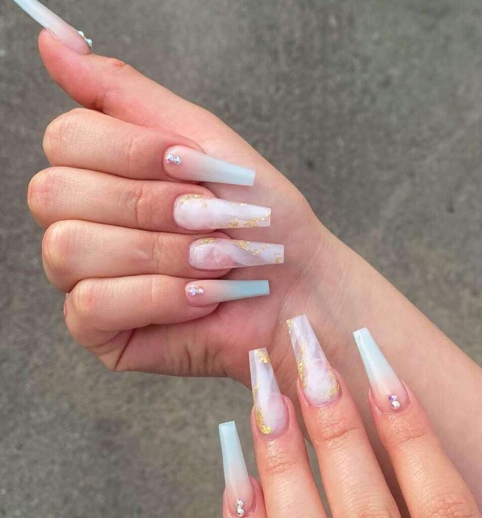 long tiffany blue nails