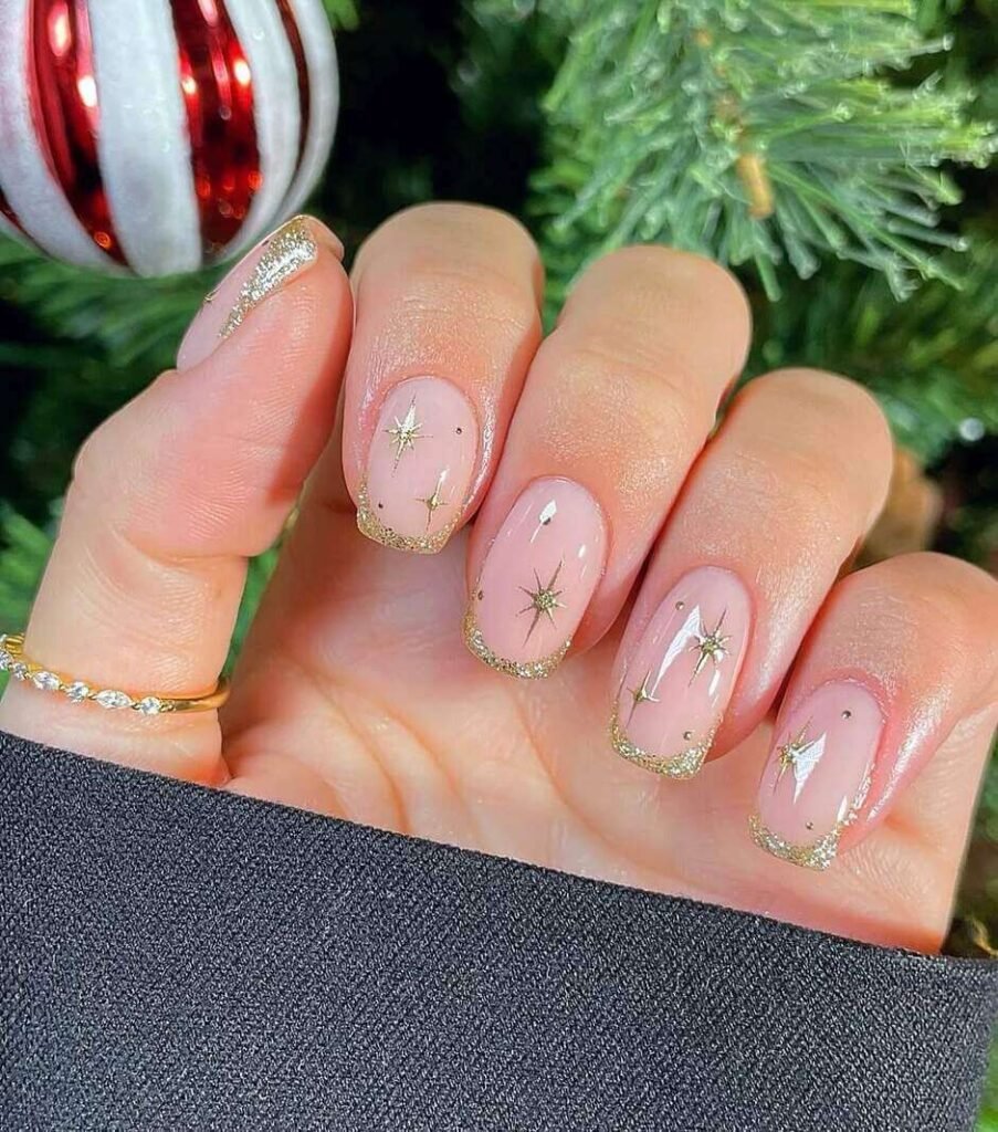 neutral christmas nails