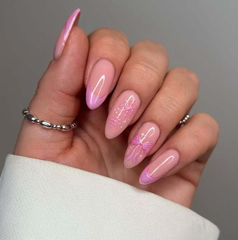 christmas pink nails