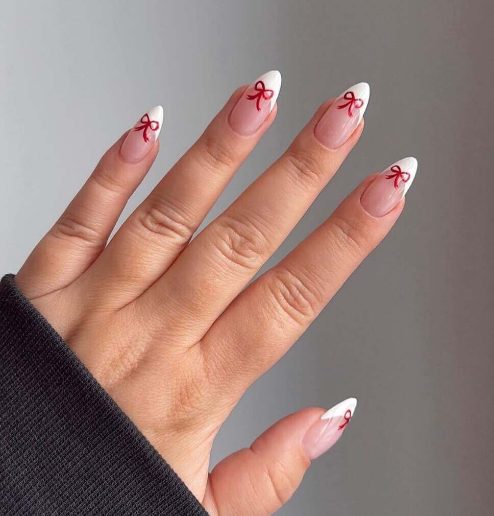 christmas french tip nails