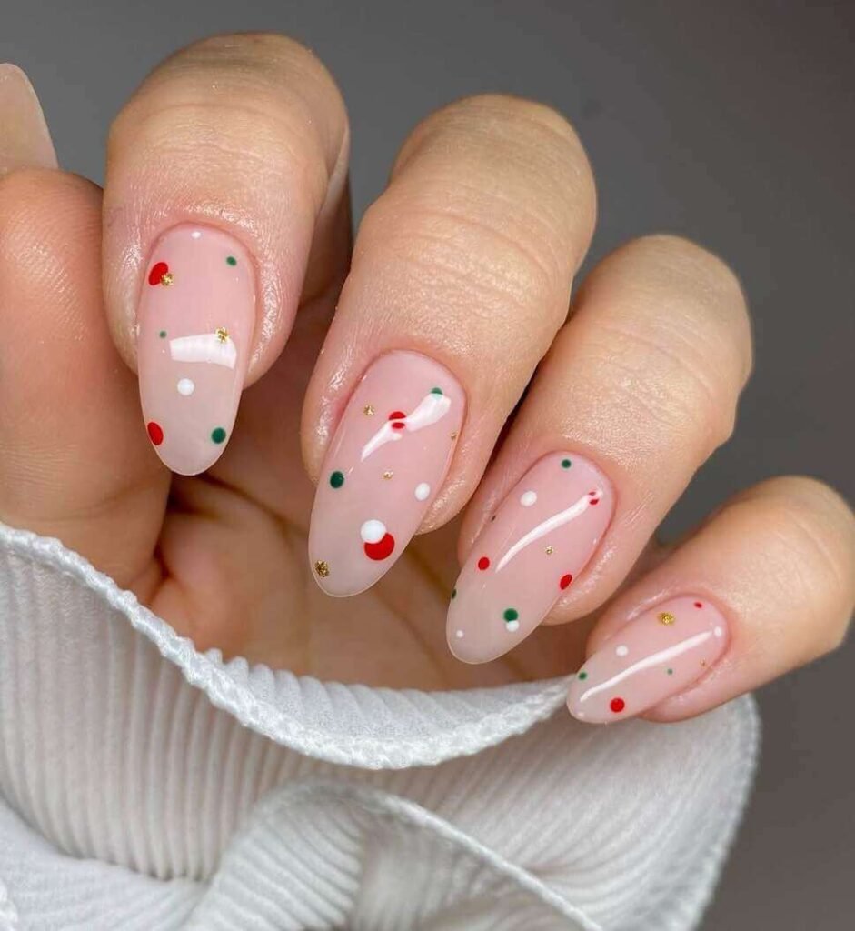 neutral christmas nails