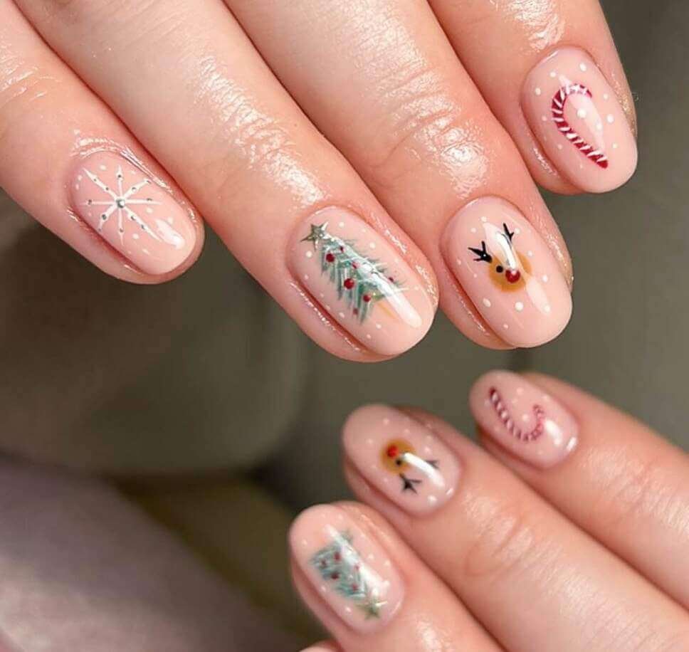 nude christmas nails