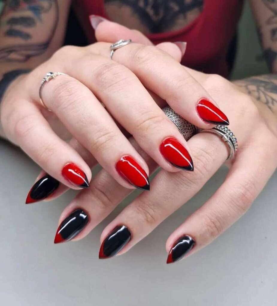 red fall nails