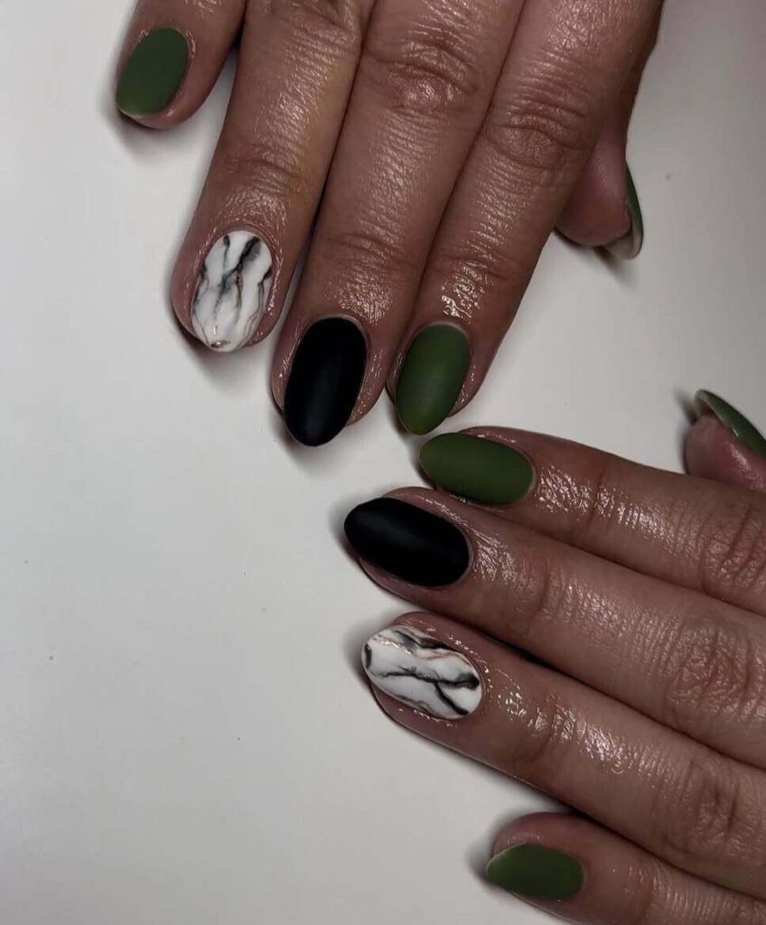 marble dark fall nails