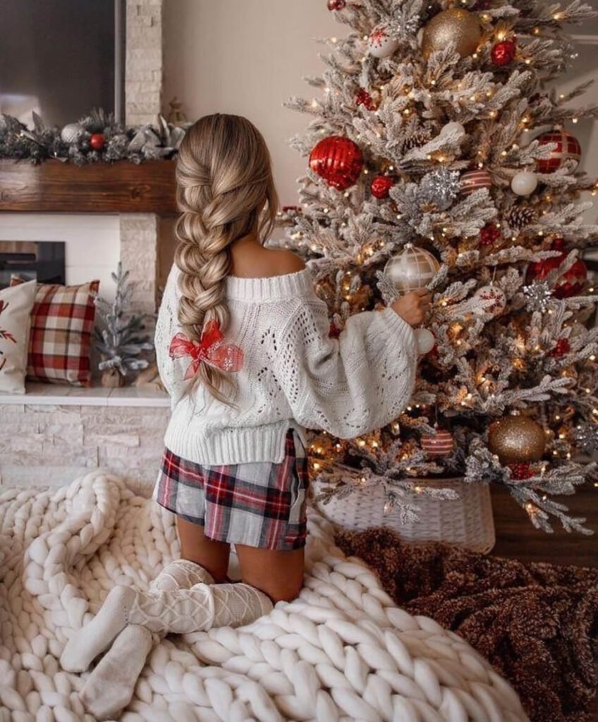 Christmas hairstyles with hair bow