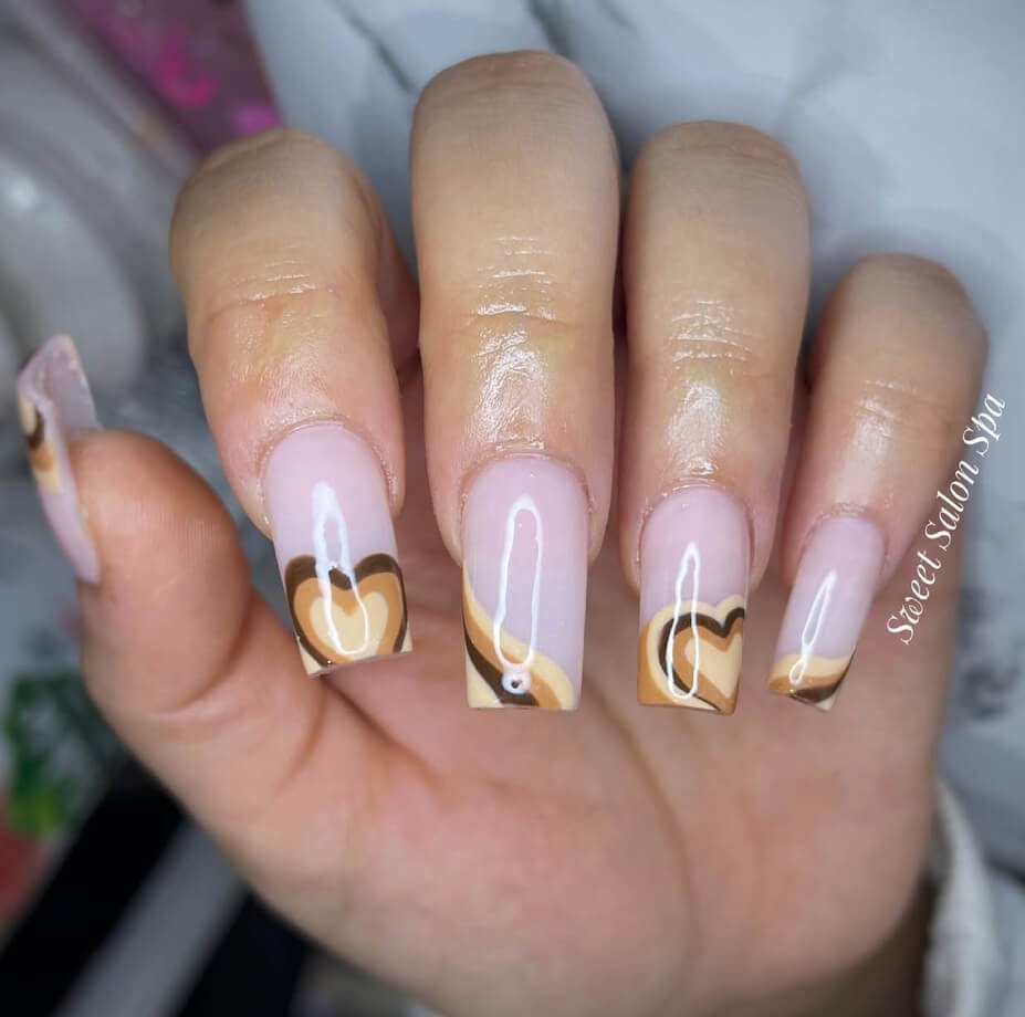 heart cappuccino nails