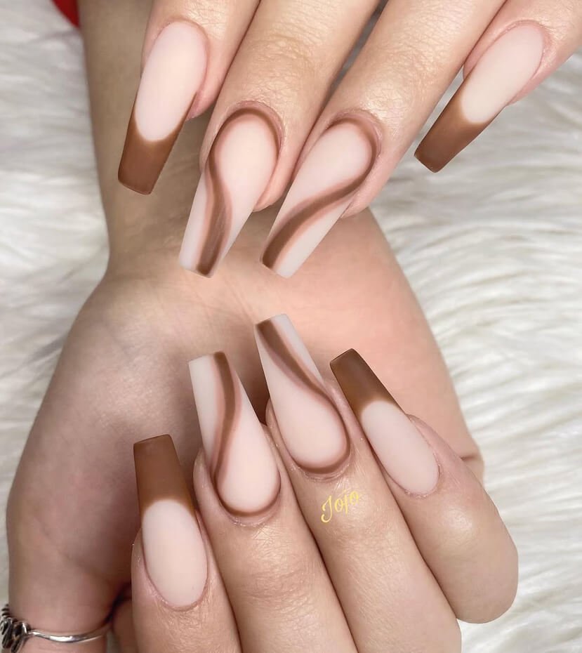 long cappuccino nail designs 