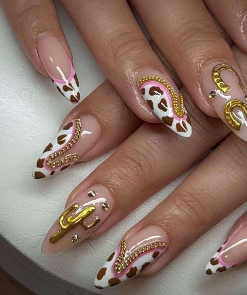 cow print cowgirl nail designs