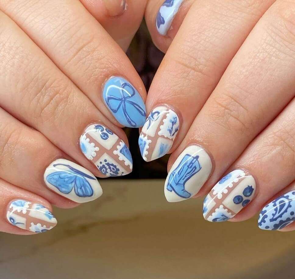 blue cowgirl nail designs