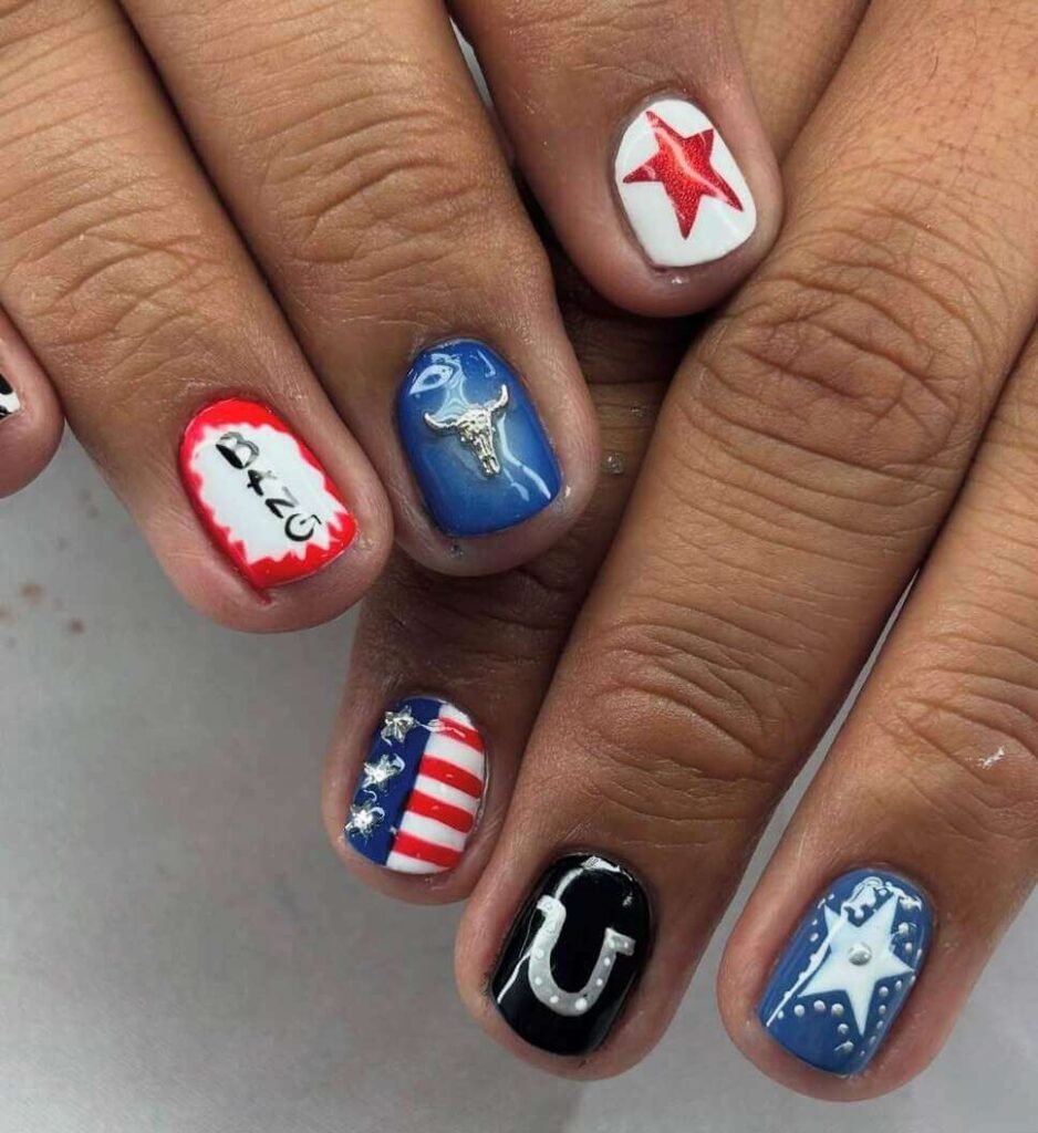 blue cowgirl nail designs