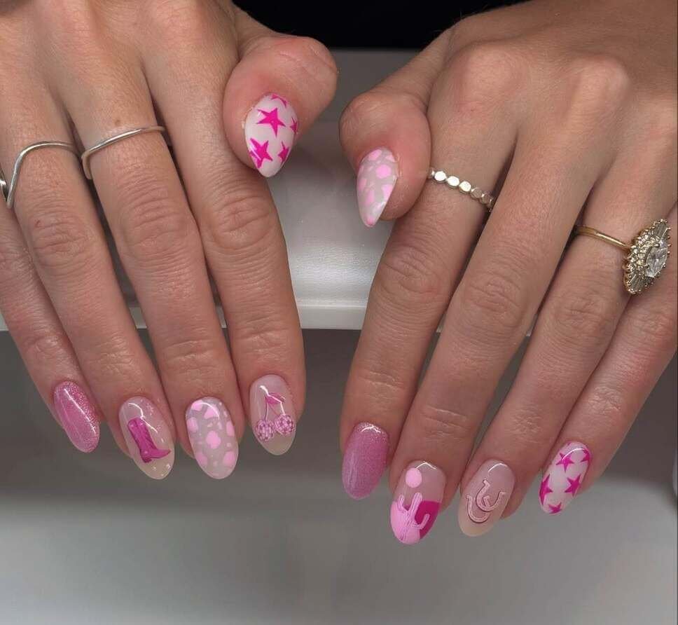 pink cowgirl nail designs
