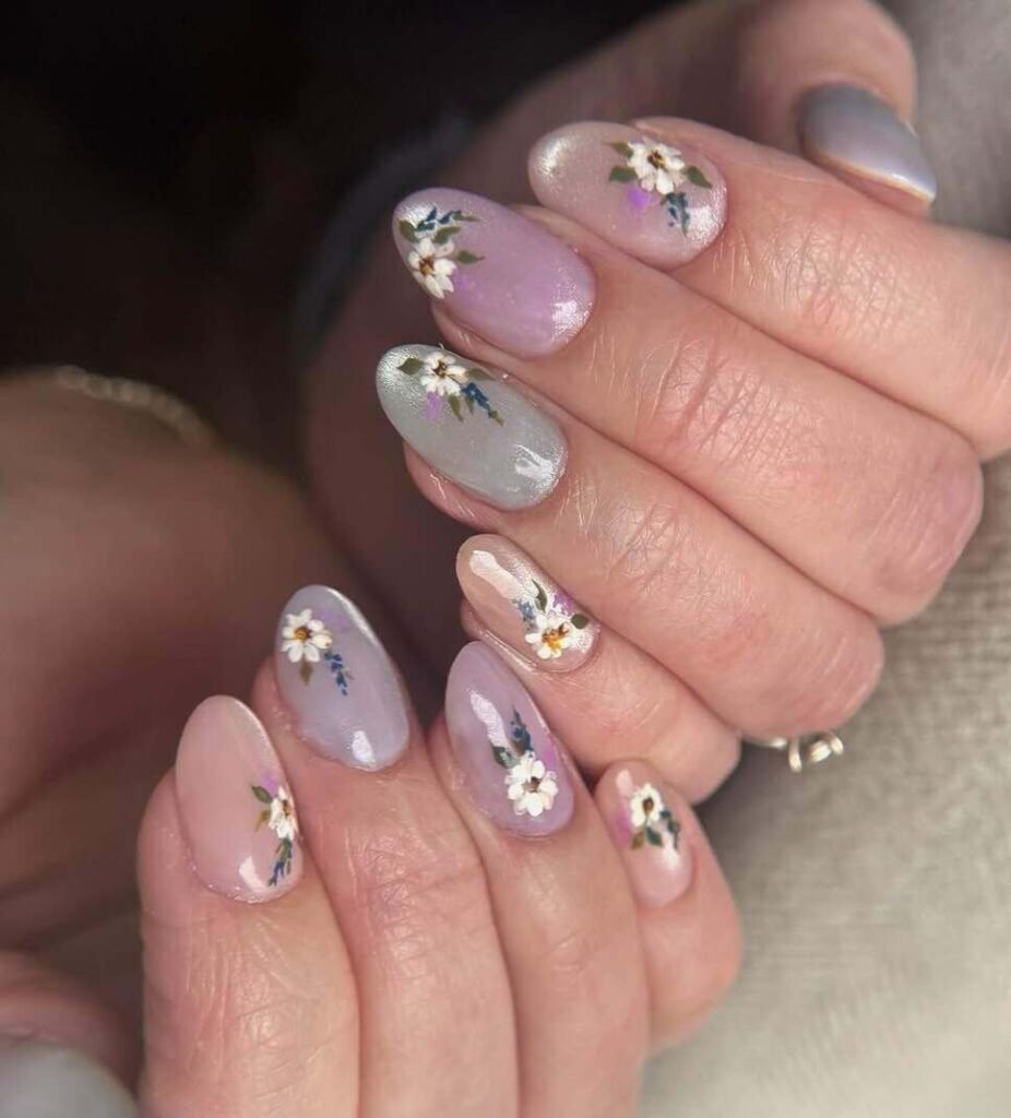 pastel floral nails
