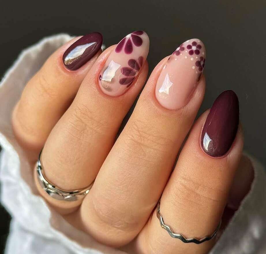 fall floral nails
