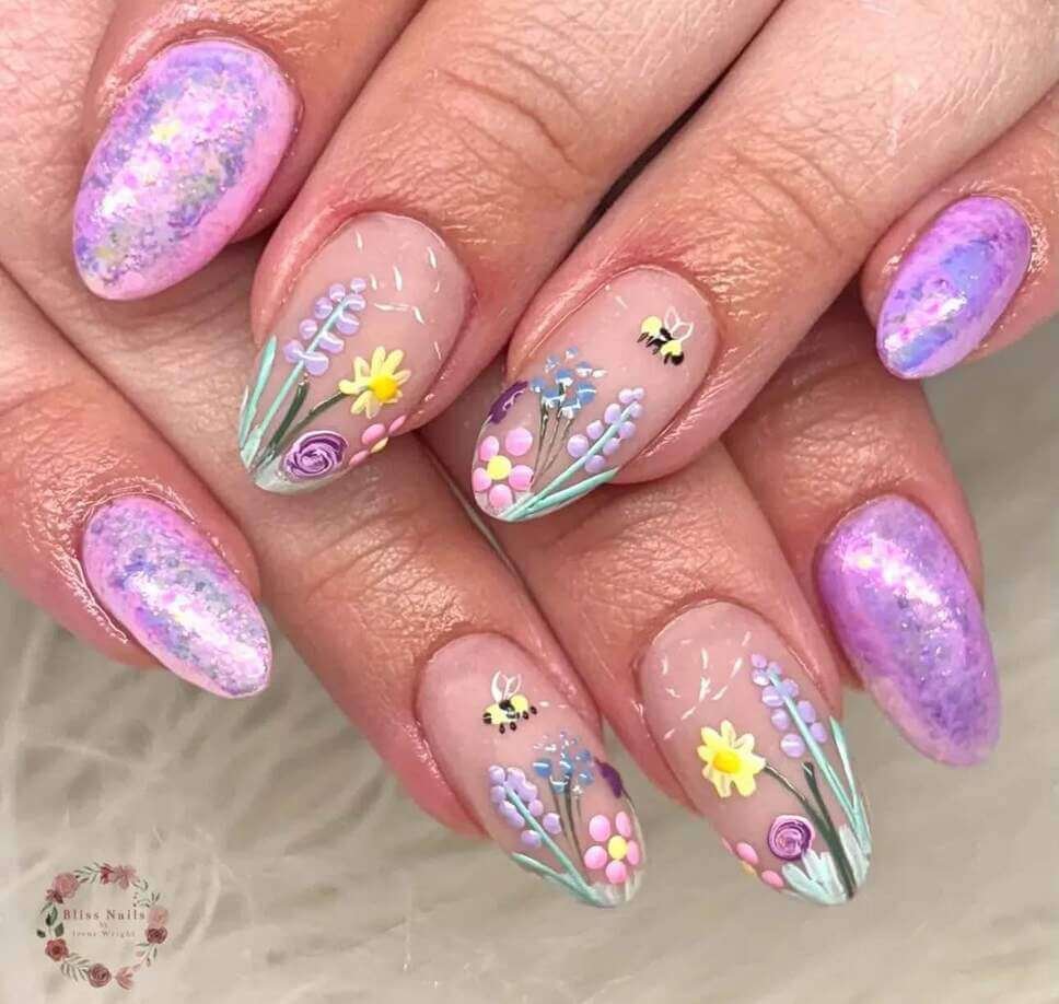 pastel floral nail designs 