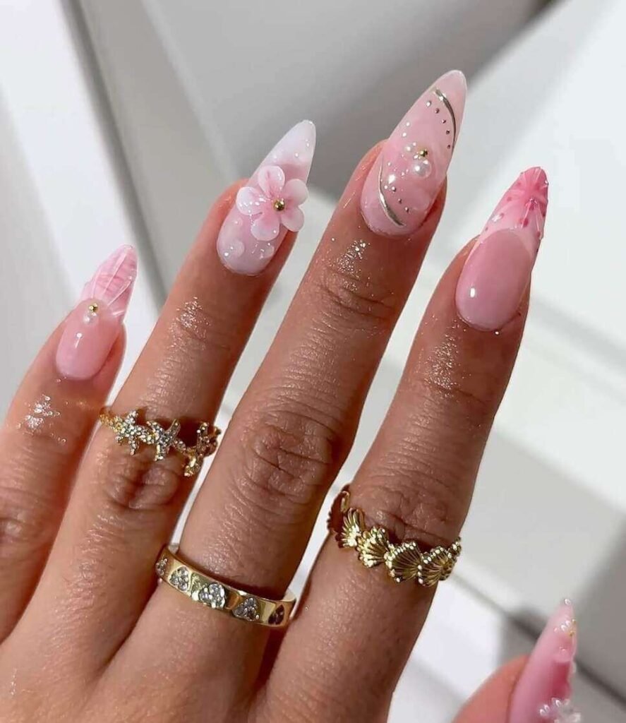 long floral nails