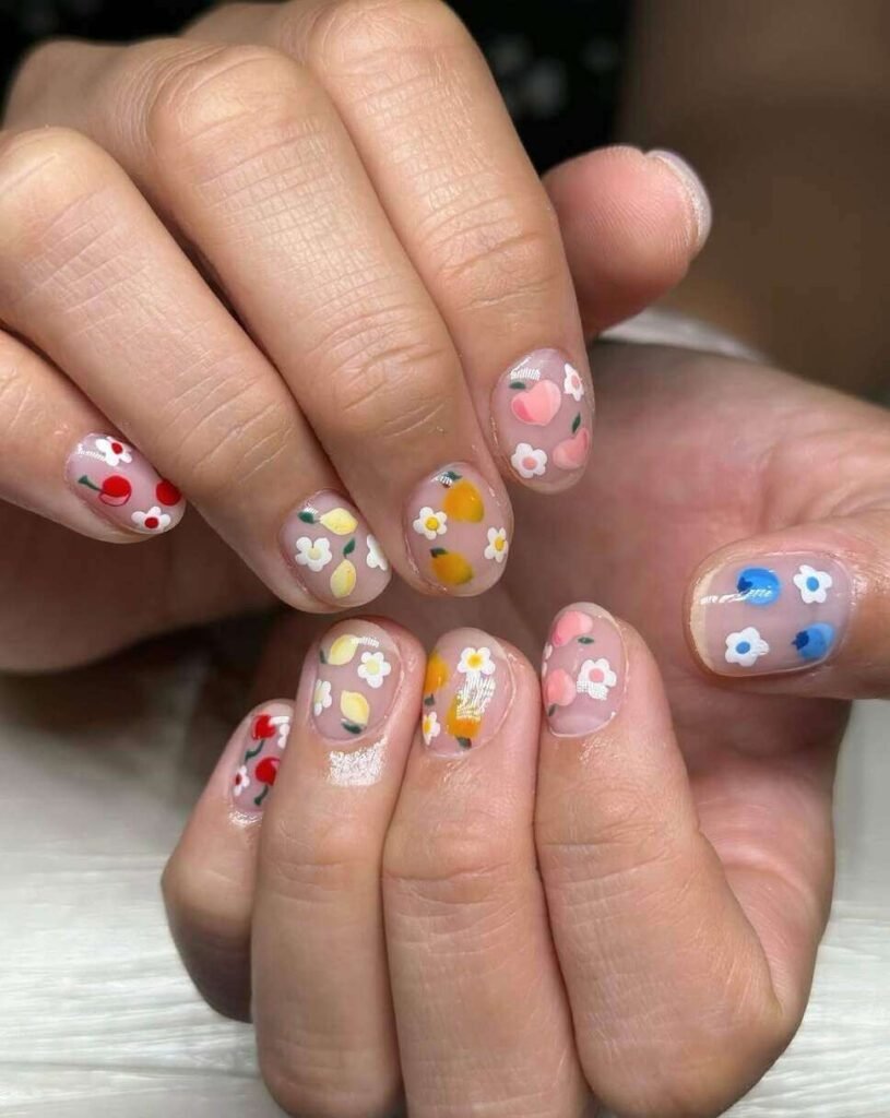 short floral nail designs 