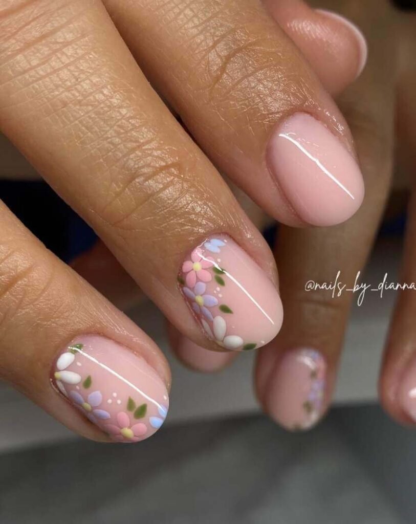 short floral nails