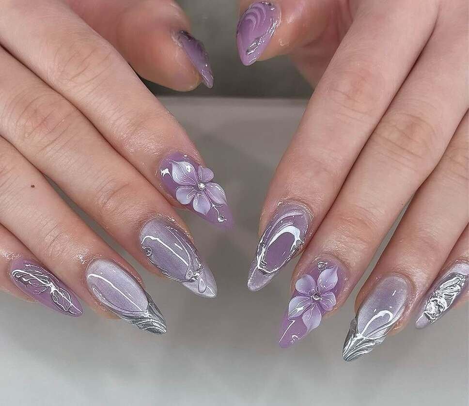 stiletto floral nails