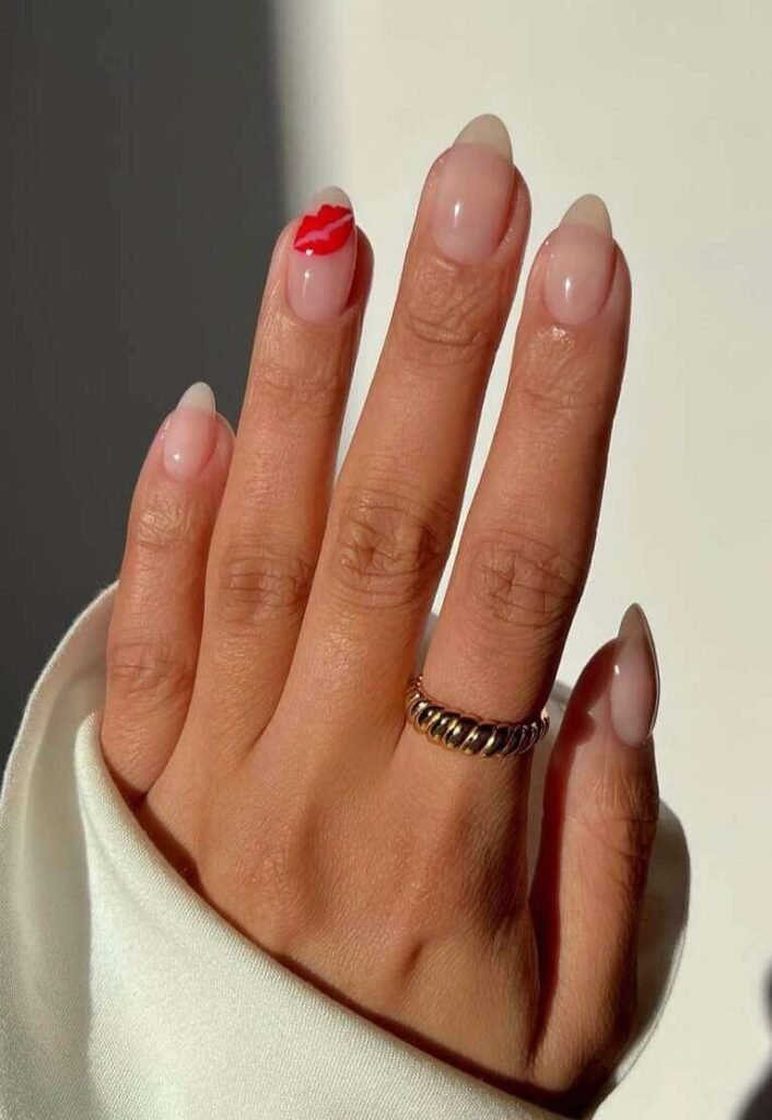 minimal lip valentine's day nails
