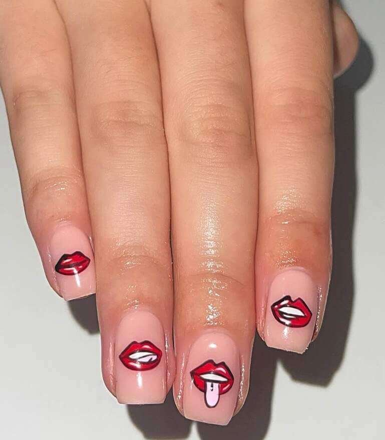 graphic lip nail ideas