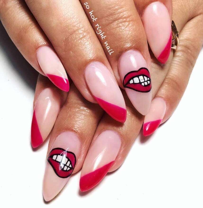 red lip nail designs 