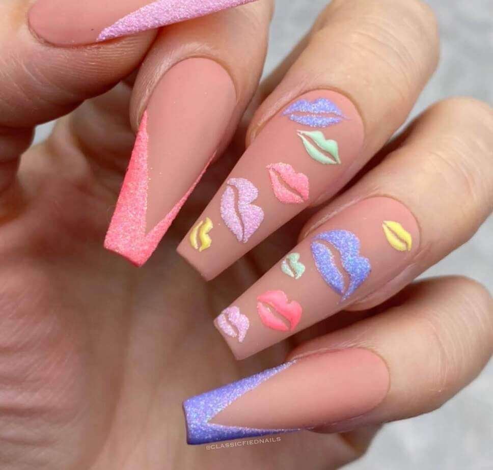 pastel lip nails