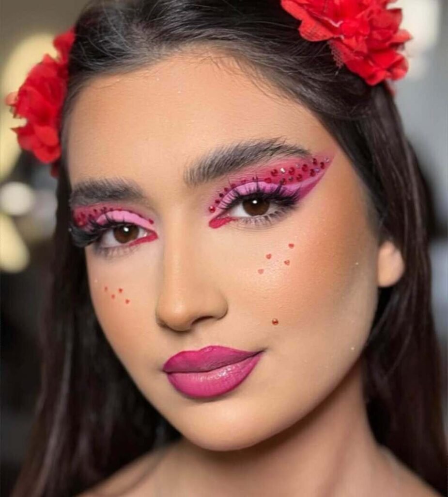 valentine's day makeup ideas with crystals