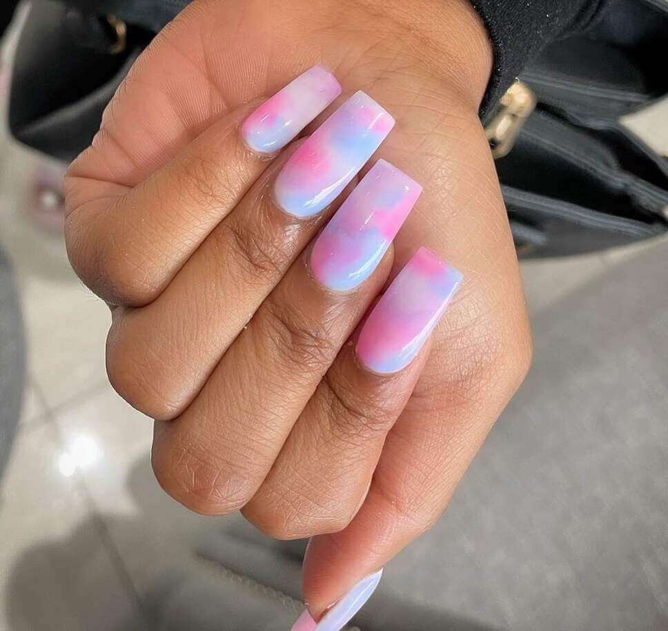 cotton candy nails blue and pink