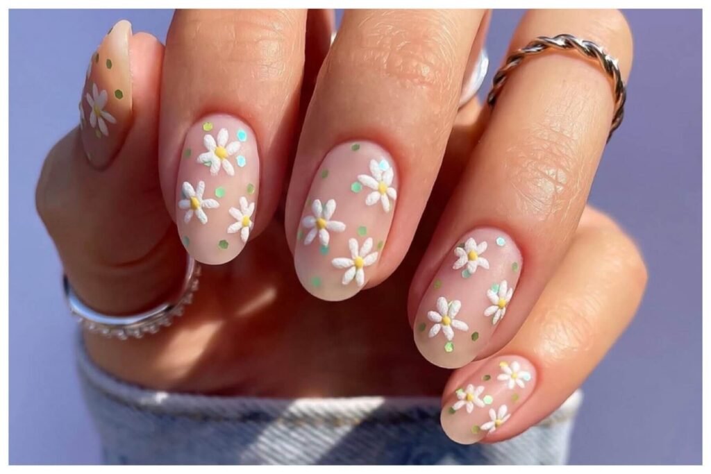 daisy nail designs