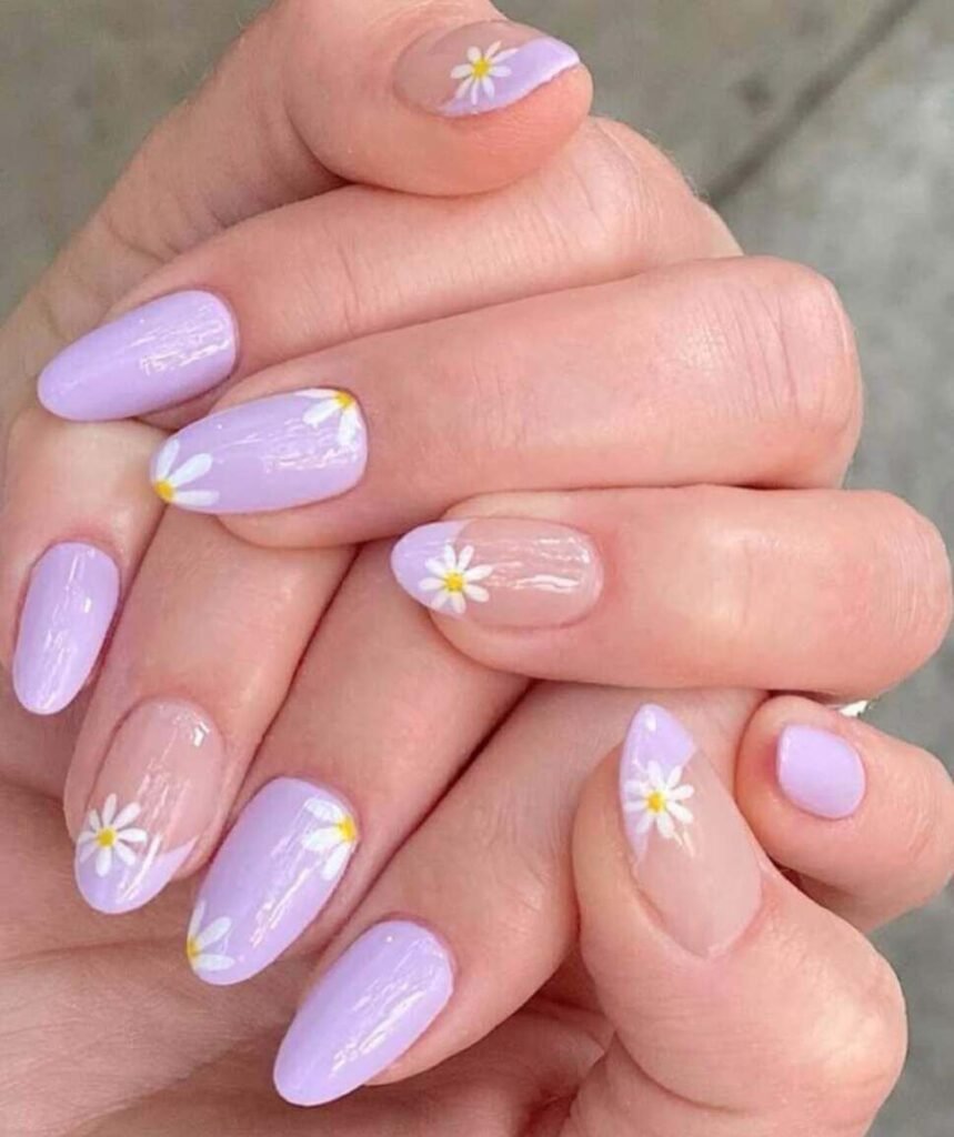 lavander daisy nail designs 