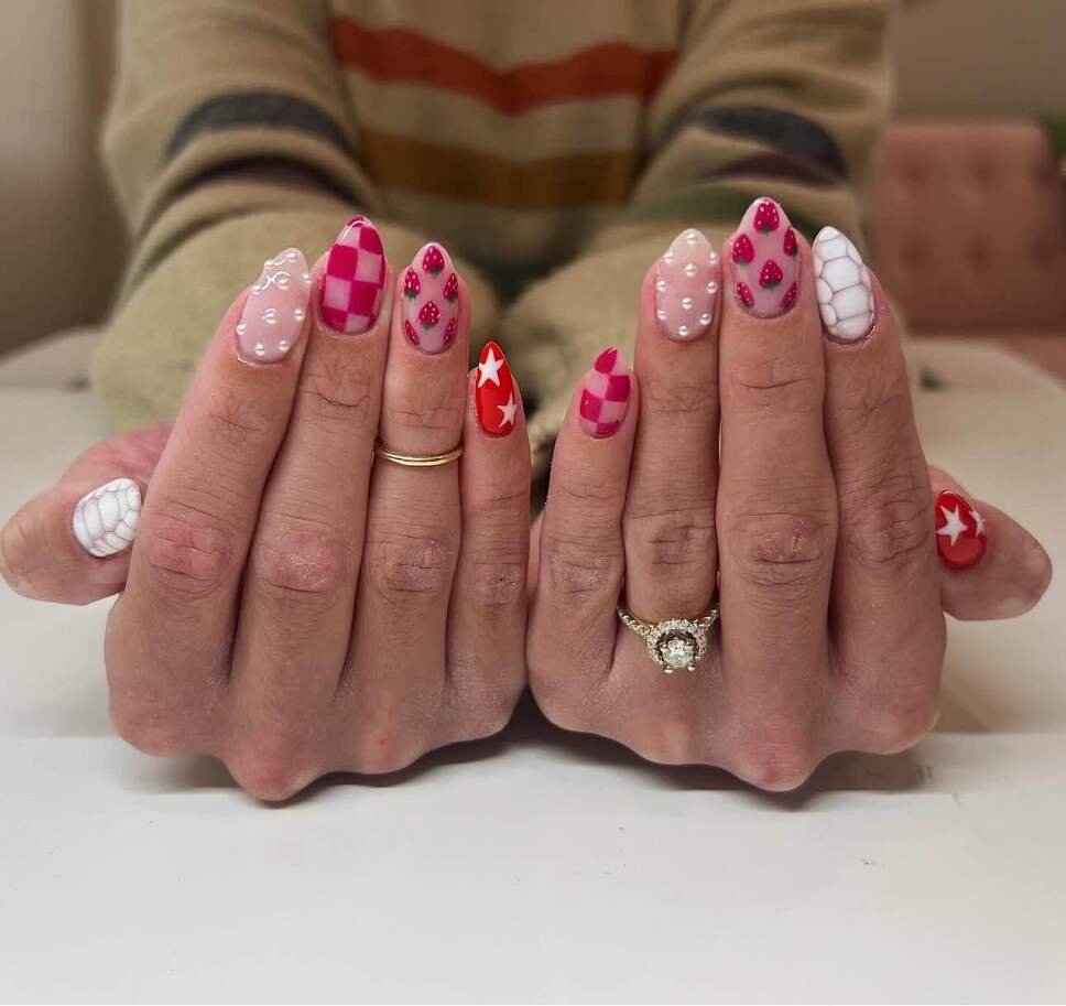 strawberry spring nails