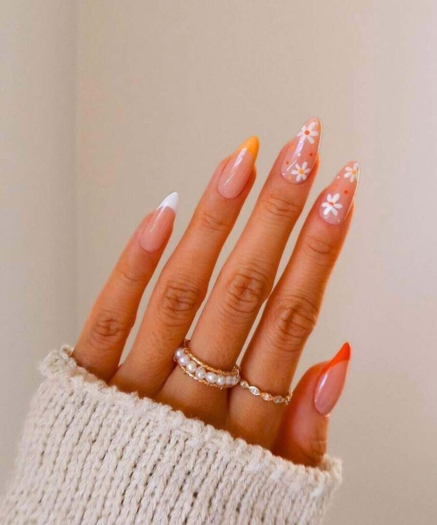 orange spring nails