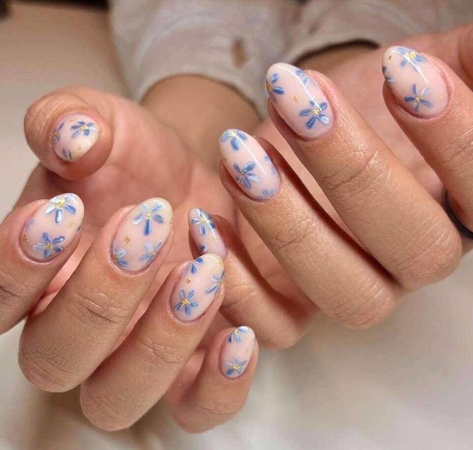 blue spring nail designs 
