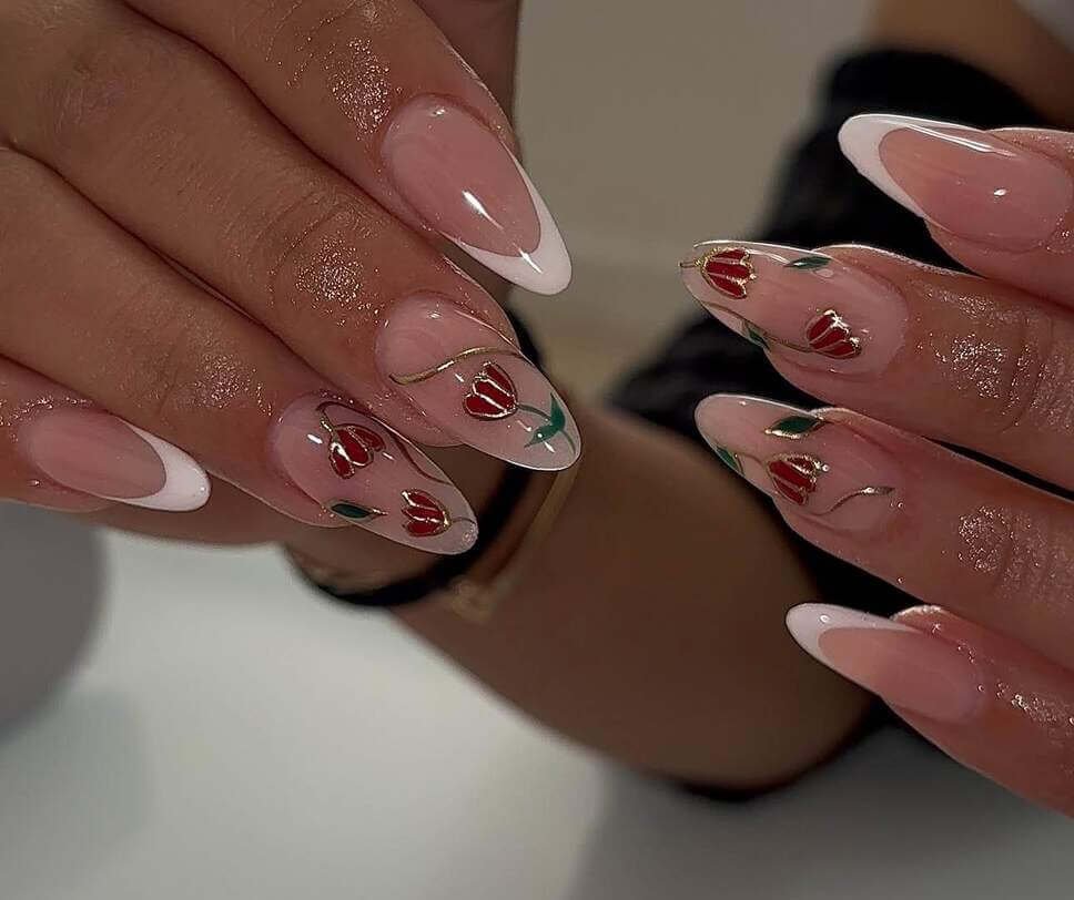 french tip tulip nails