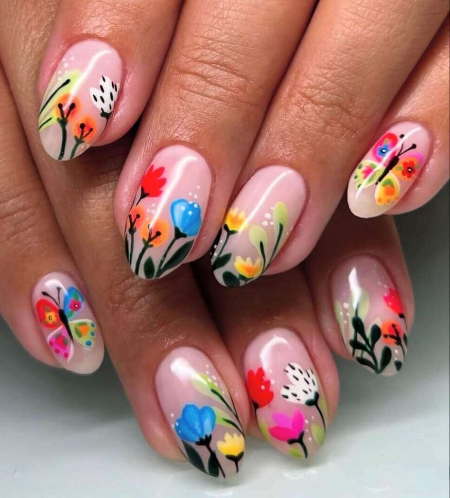 colorful tulip nails