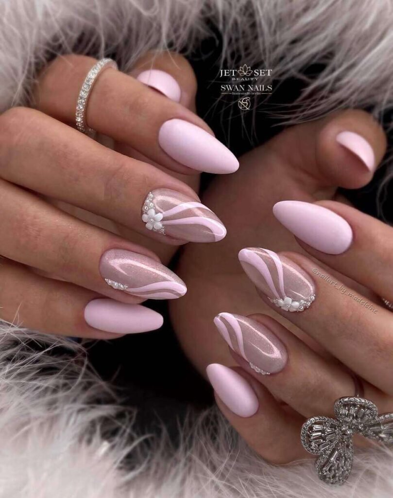 blush summer wedding nails